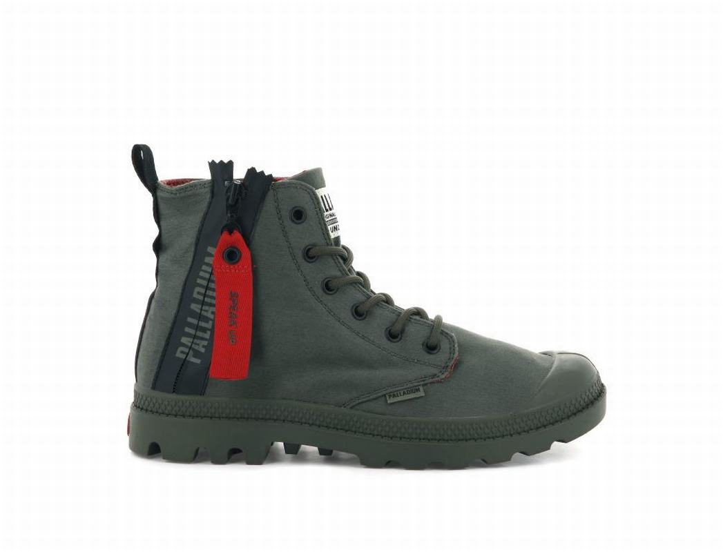 Palladium Pampa Unzipped Mens Boots Olive Australia [OFQVUB-927]